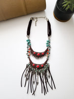 Load image into Gallery viewer, NECKLACE - DOUBLE COLLAR &amp; FRINGE - Lovely Push Boutique
