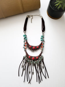 NECKLACE - DOUBLE COLLAR & FRINGE - Lovely Push Boutique