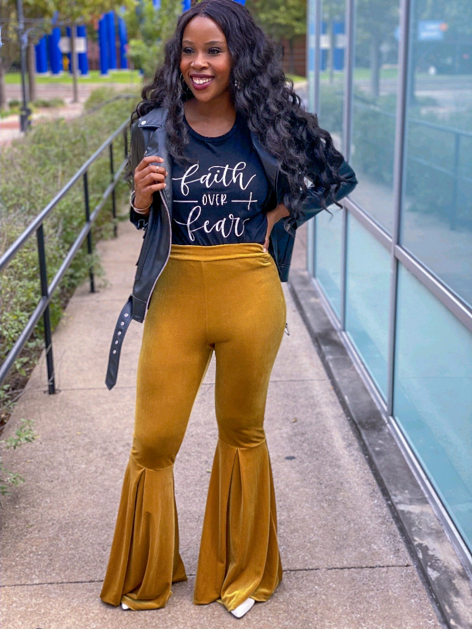 BELL BOTTOM VELVET PANTS - Lovely Push Boutique