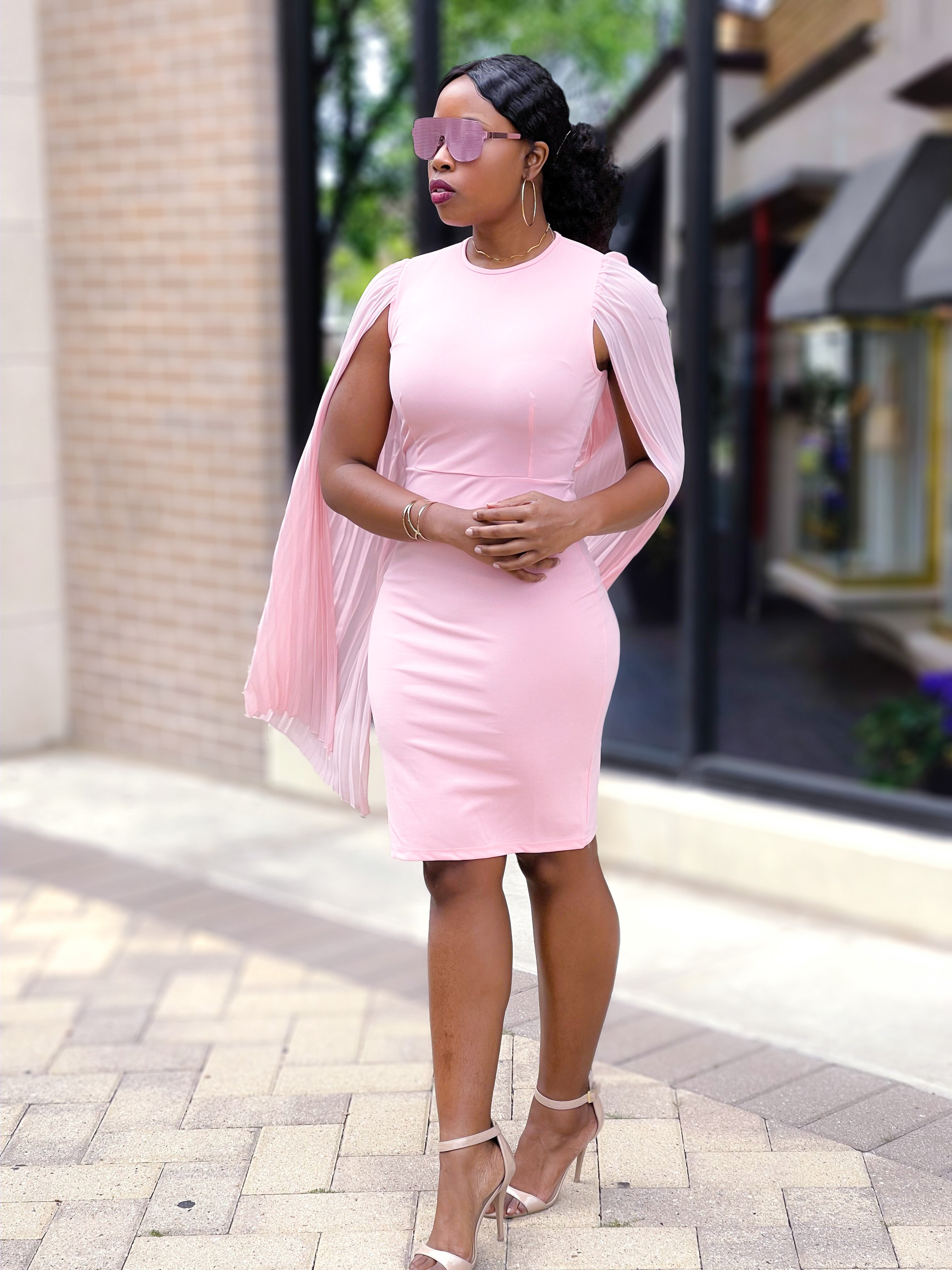 CAPE SLEEVE DRESS - Lovely Push Boutique