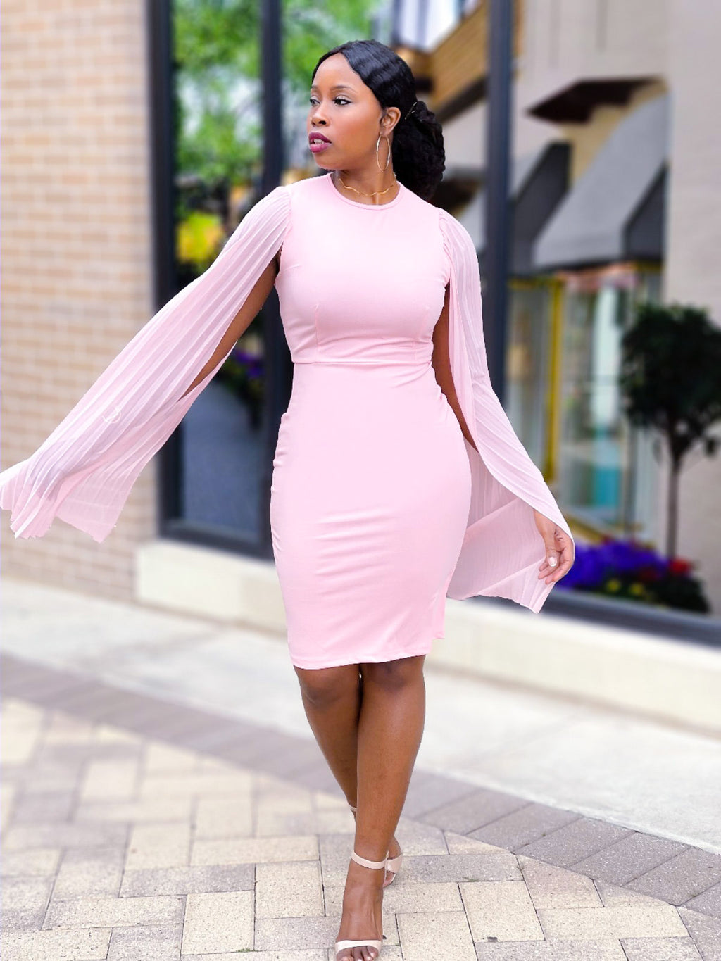 CAPE SLEEVE DRESS - Lovely Push Boutique