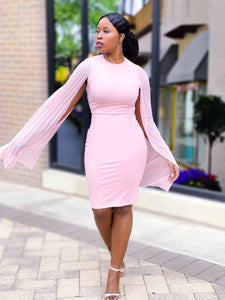 CAPE SLEEVE DRESS - Lovely Push Boutique