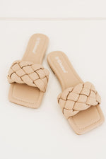 Load image into Gallery viewer, Woven Square Toe Slides - Nude
