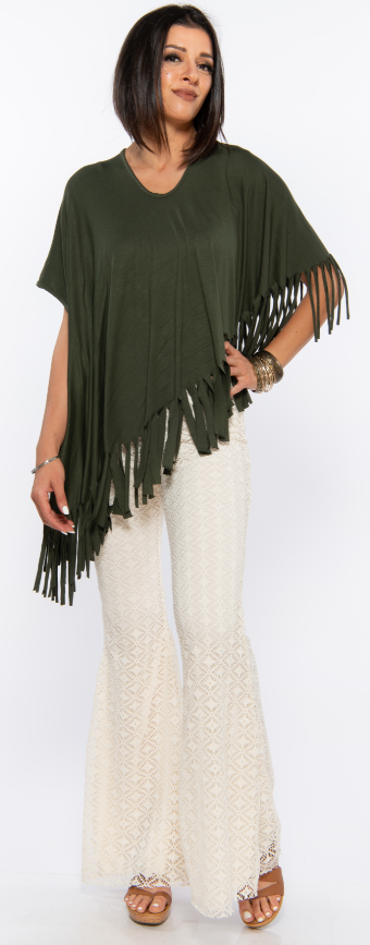 CONVERTIBLE FRINGE PONCHO - Lovely Push Boutique