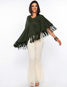 CONVERTIBLE FRINGE PONCHO - Lovely Push Boutique