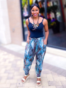 MULTI PATTERN PALAZZO PANTS - BLUE - Lovely Push Boutique