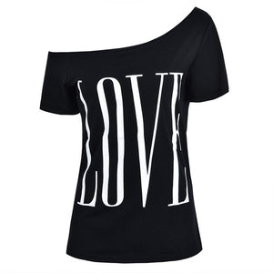 OFF THE SHOULDER LOVE TEE - Lovely Push Boutique