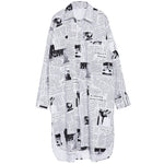 Load image into Gallery viewer, NEWSPAPER OVERSIZE LONG SHIRT - Lovely Push Boutique
